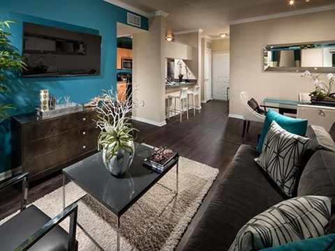Large living room at ALARA Links at Westridge Apartment Homes, Valencia, 91381