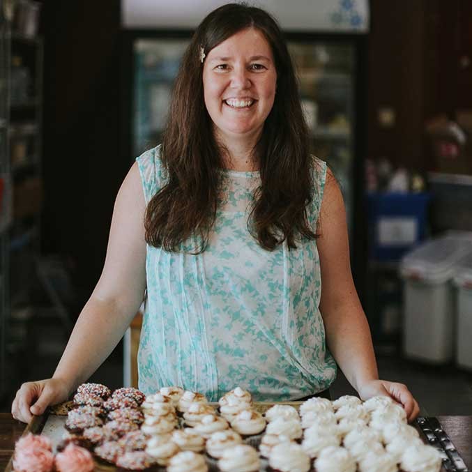 The owner of the Strawberry Blonde Bakery, Jacqui Okum