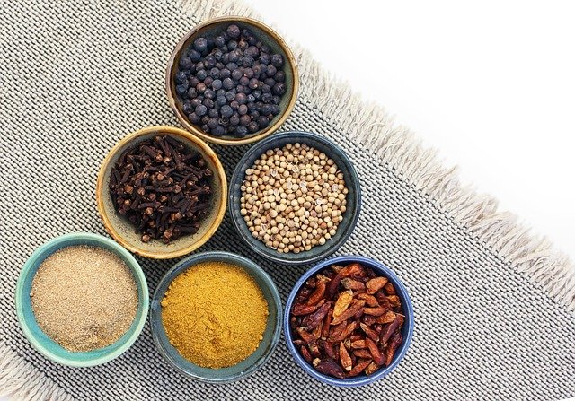 overhead shot of spices