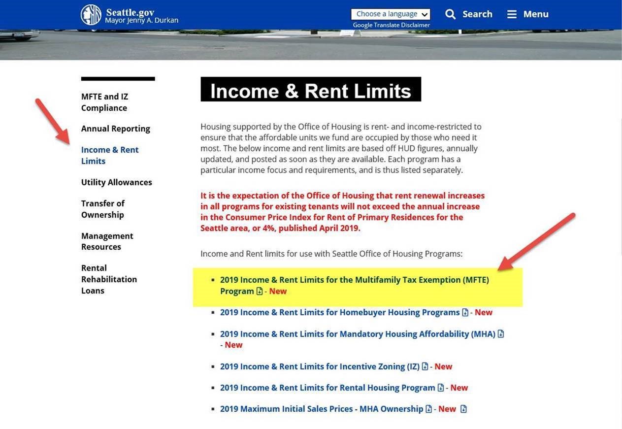 Image of income and rent limits