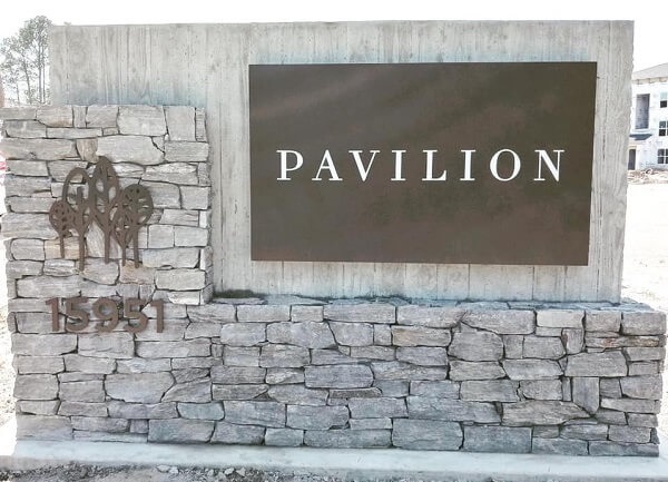 Pavilion at The Groves sign