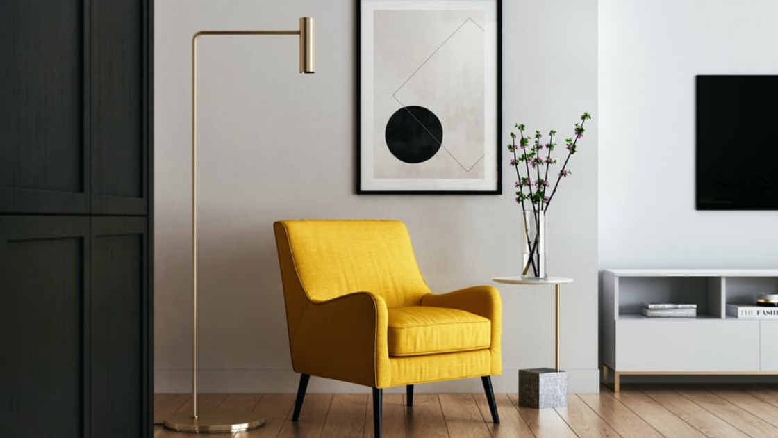 Yellow and gray decor