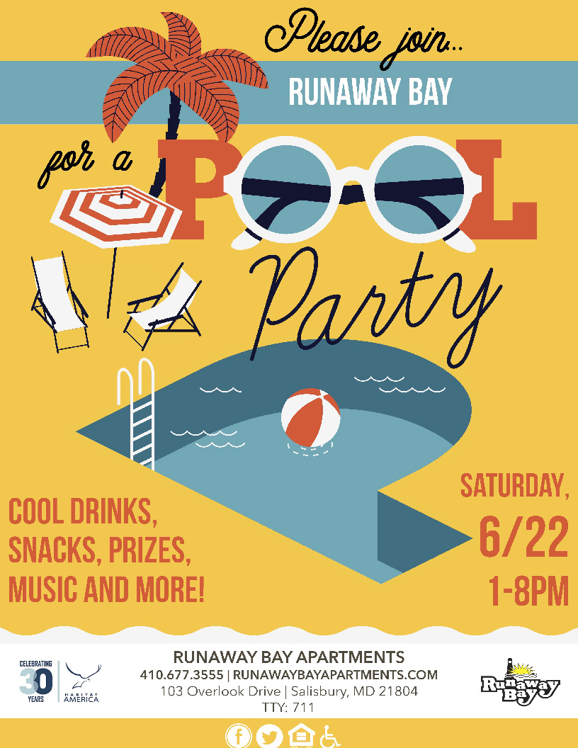 Pool Party Saturday June 22 from 1-8 pm