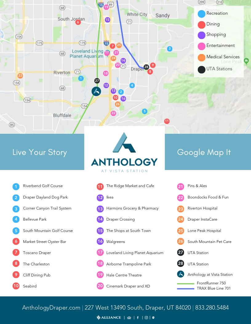 Map Luxury Apartments In Draper Anthology At Vista Station