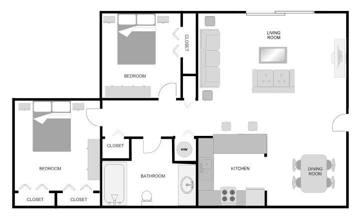 Imperial Dogwood 2 bedroom 1 bathroom floor plan at Pecan Acres