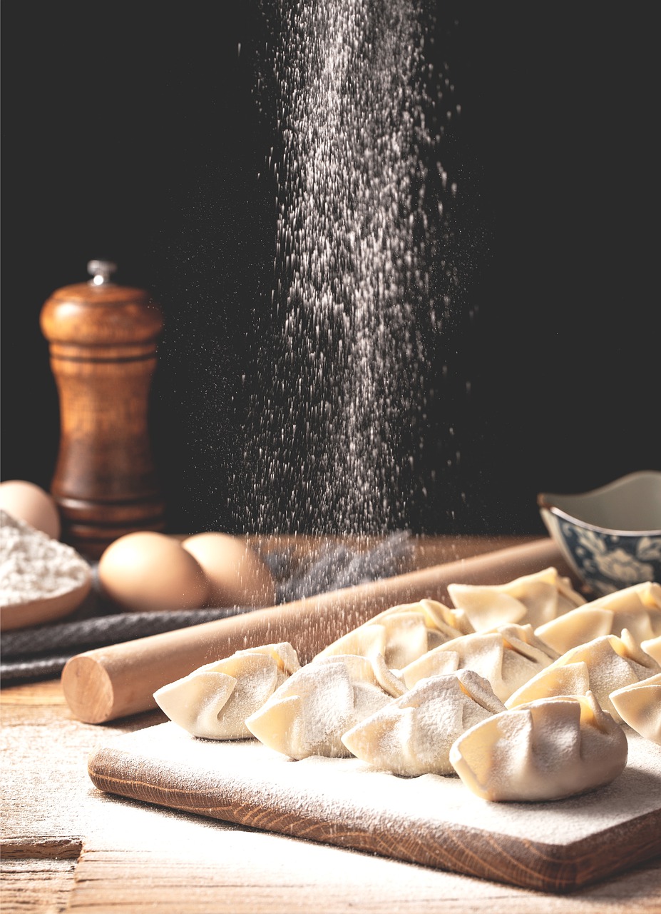 Sprinkling spices on dumplings