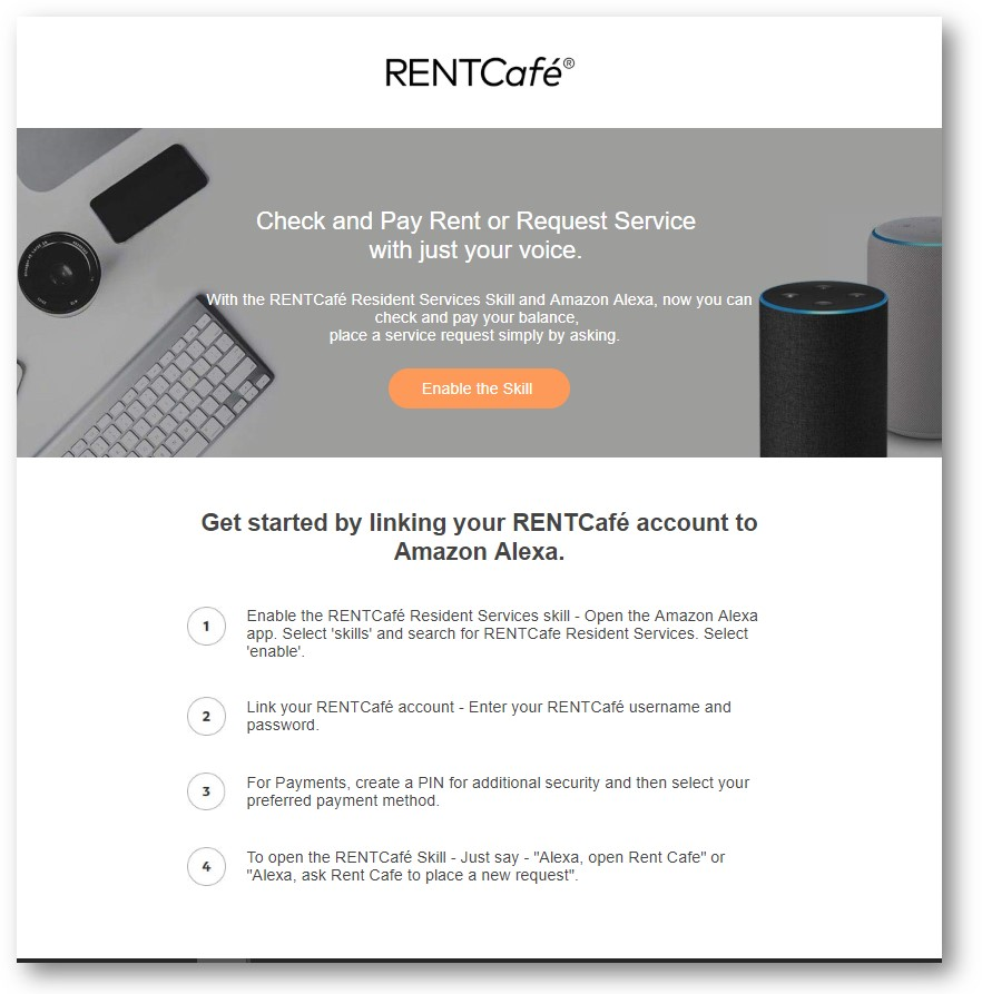 How to link your RENTCaf account to Alexa