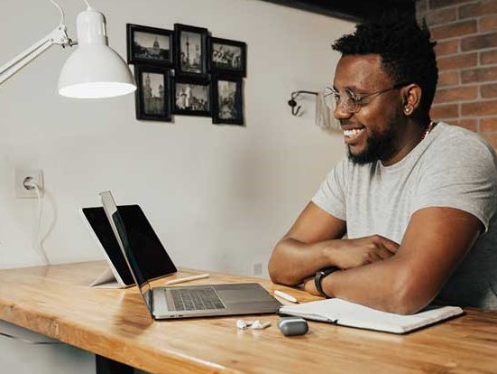 A man working from home