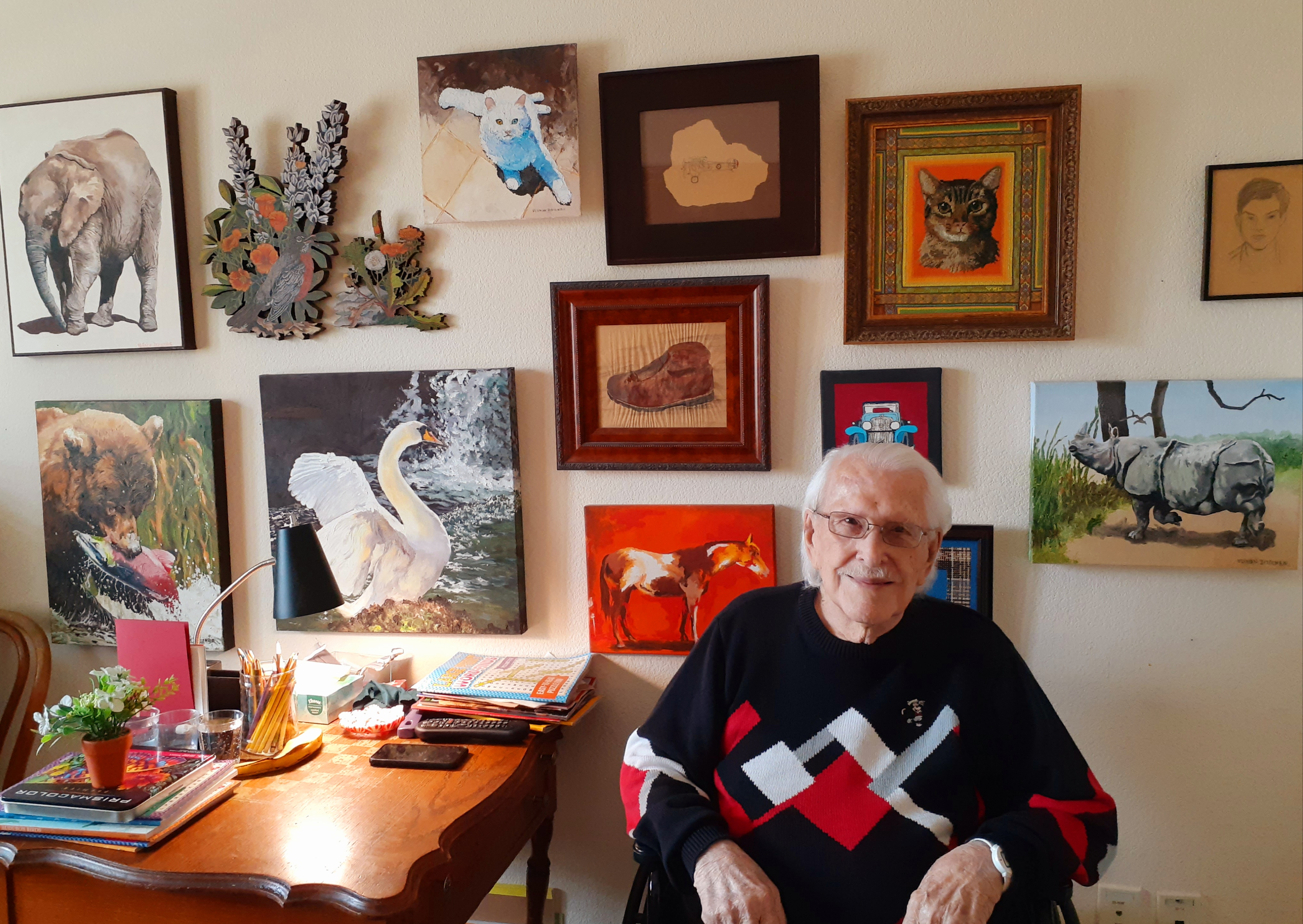Vernon D., veteran and artist at Pacifica Senior Living Union City.
