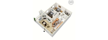 2 Bedroom 1 Bathroom Floor Plan - Sq.Ft.: 850 at The Glen at Briargate, Colorado Springs, CO