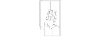 A black and white architectural floor plan of a building.