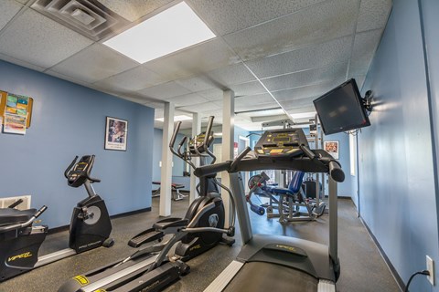 cardio equipment in the gym at belgard apartments
