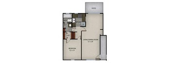 1 Bedroom 1 Bath | 890 SF.