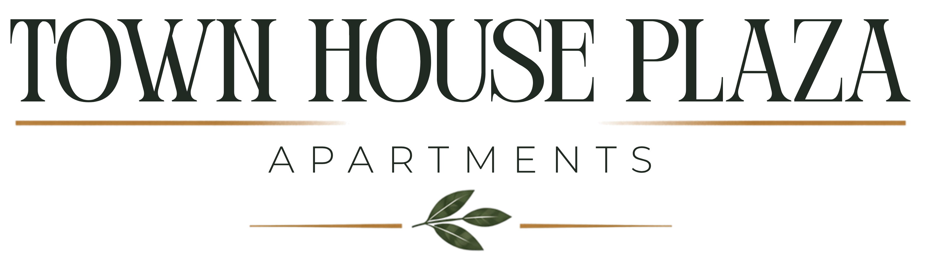 A sign that says "Town House Plaza Apartments" with a leaf symbol.