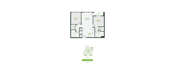 A floor plan of a house with labeled rooms such as "GATHER," "COOK," and "DRESS."