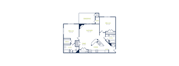 A floor plan of a house with labeled rooms such as "DIN", "COOK", and "GATHER".