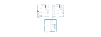 a floor plan of three different floor plans of a house