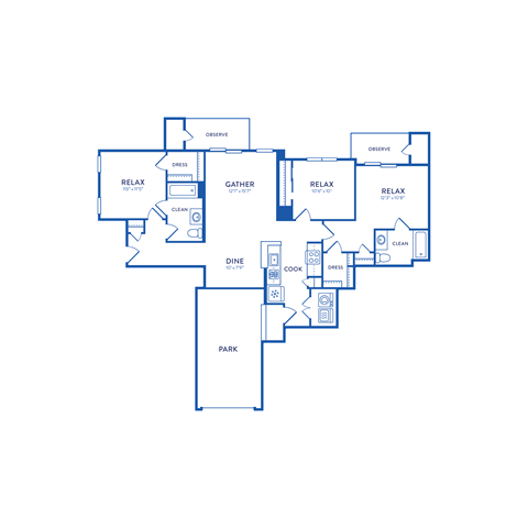 the floor plan of the third level of the house