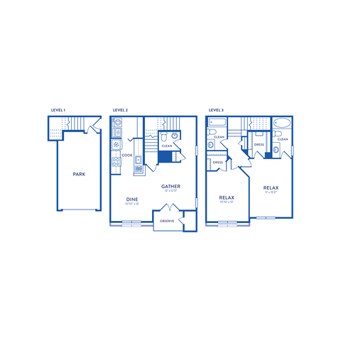 three different floor plans of a house