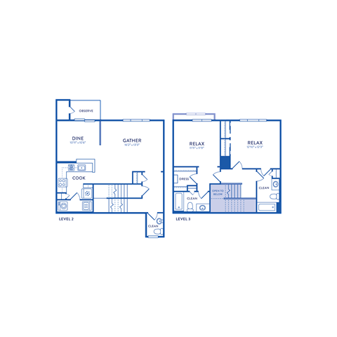 two bedroom floor plans  the residences at sawmill estates