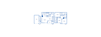 a blueprint of three different floor plans of a house