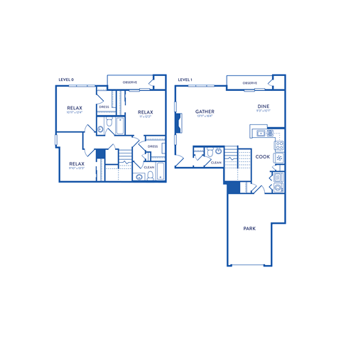 the floor plans of two separate apartments