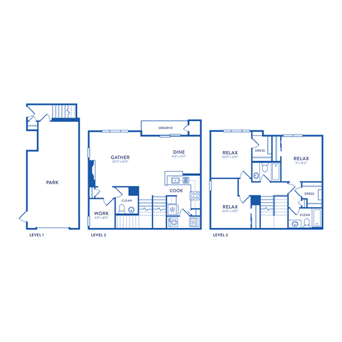 the floor plans of three different layouts of a house
