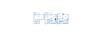 a blueprint of four floor plans of a house