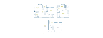a floor plan of four different floor plans of a house