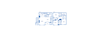 a floor plan of two different layouts of a house