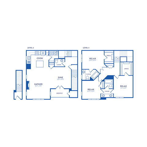 a floor plan of two different layouts of a house