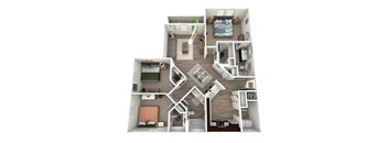 a 3d drawing of a floor plan with a bedroom and living room