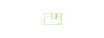 A floor plan of a house with labeled rooms: RELAX, CLEAN, COOK, OBSERVE, and GATHER.