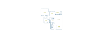 a floor plan of a unit with a bedroom and a living room