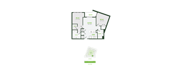 A floor plan of a house with labeled rooms such as "GATHER" and "COOK".