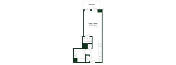 A floor plan of a living and dining area sized 15 feet by 13 feet.