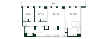 A floor plan of a house with labeled rooms and dimensions.