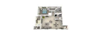 a 3d rendering of a floor plan with a pool