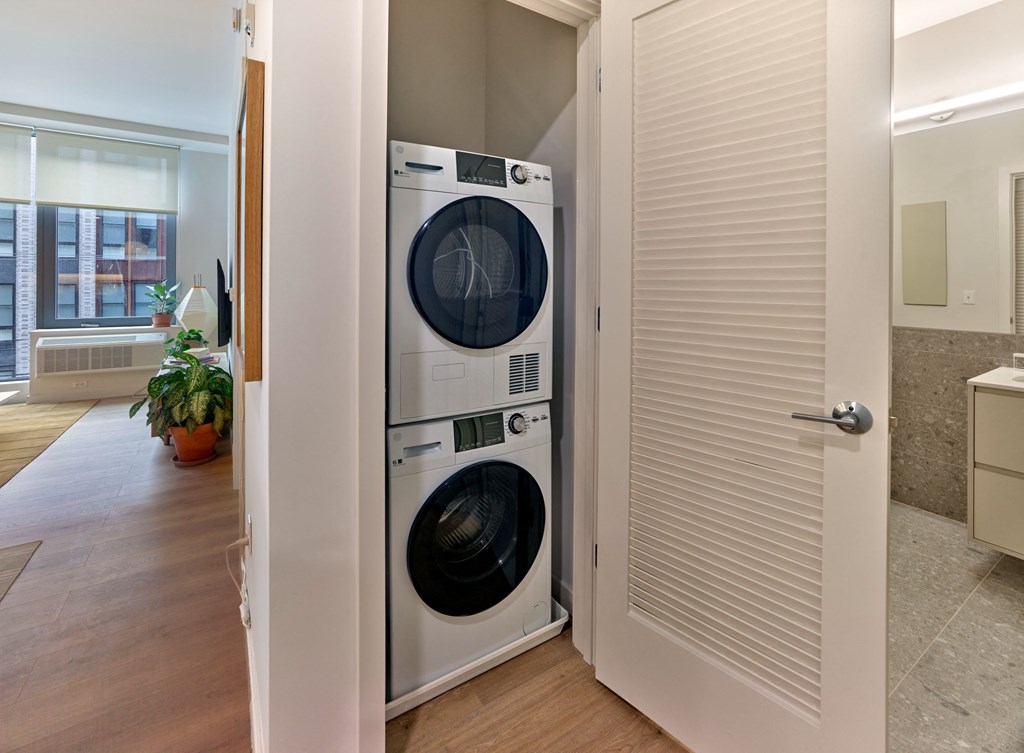The washer and dryer units at The Hazel provide residents with convenient in-unit laundry facilities