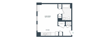 a floor plan of a house with a bedroom and a living room