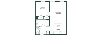 a floor plan of a house with a bedroom and a living room