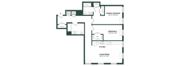 a floor plan of a house with a bedroom and a living room