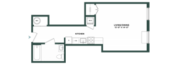 a floor plan of a house with a bedroom and a living room