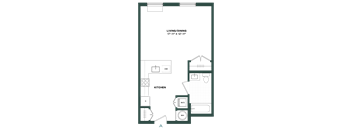 a floor plan of a house with a bedroom and a living room