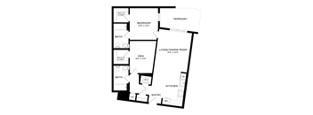 A black and white image of a floor plan for a home.