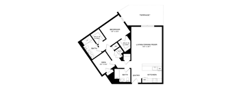 A black and white image of a floor plan for a home.