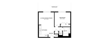 A black and white image of a floor plan for a home.