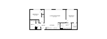 A black and white image of a floor plan for a home.