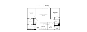 A black and white image of a floor plan for a house.