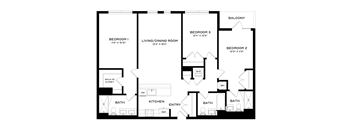 A black and white image of a floor plan for a home.